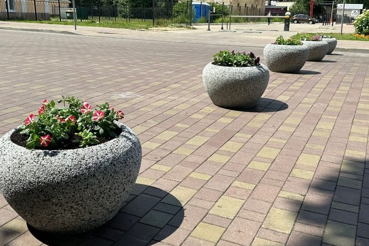 Центр Смоленска украсили новые вазоны с цветами